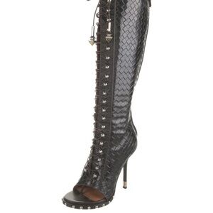 (FOUND) Givenchy Printed Woven Open Toe Boots